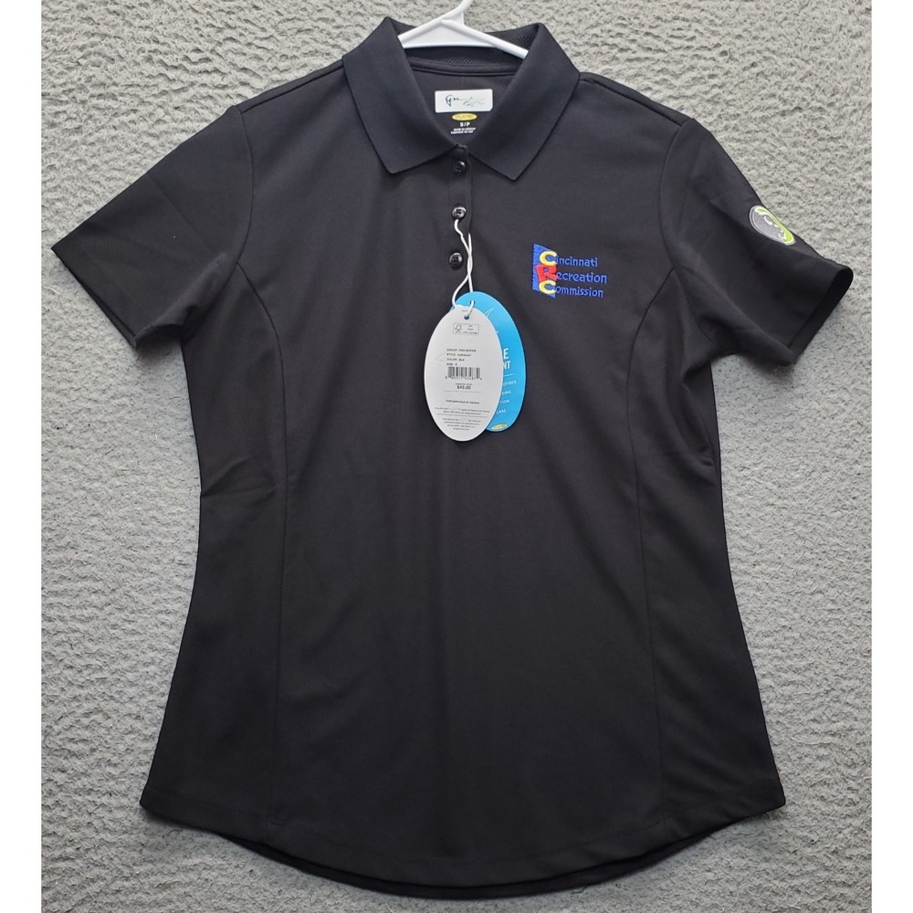 Greg Norman Cincinnati Polo Shirt Womens Small Black Play Dry Golf Performance